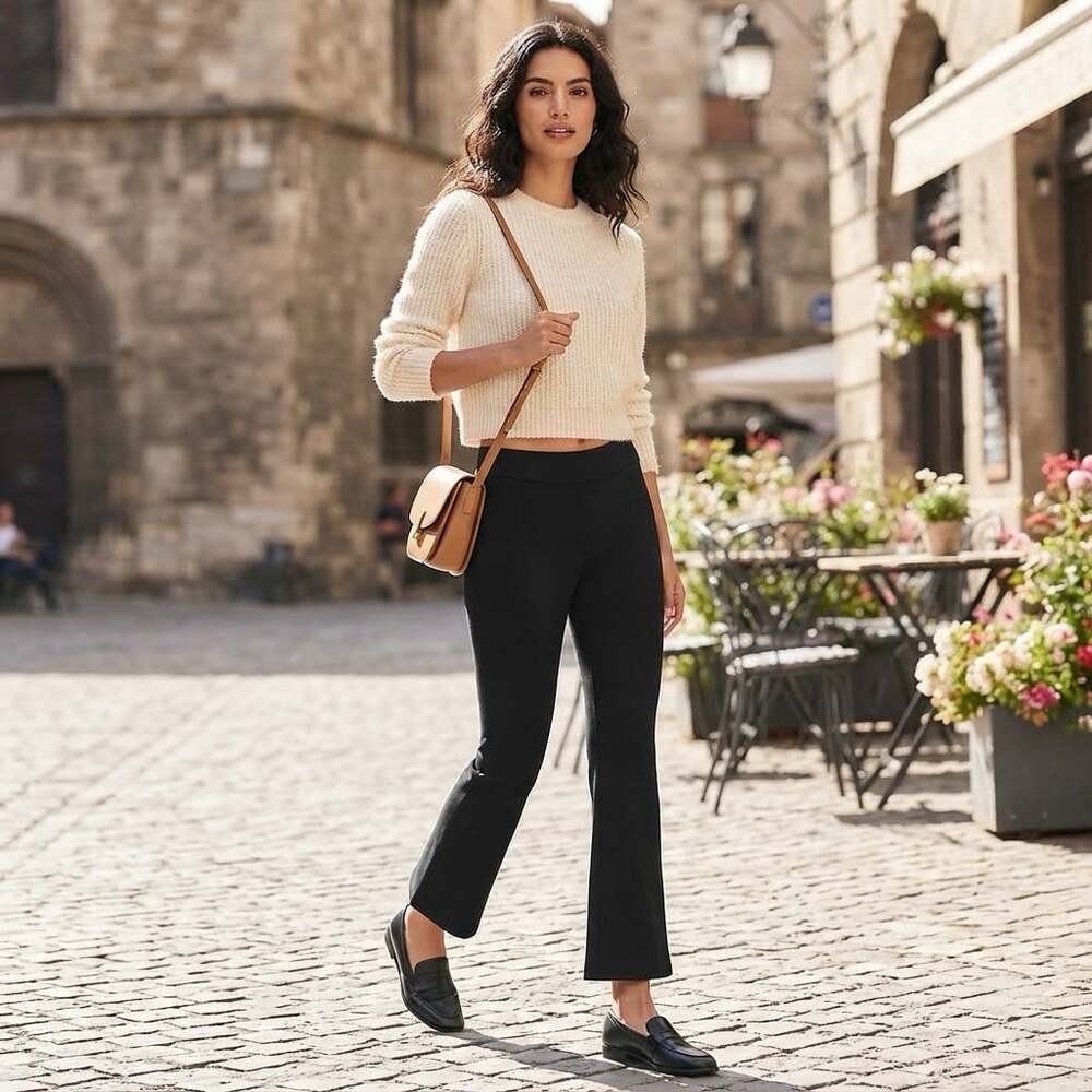 Theory Sz S Slim Kick Scuba Pull On Womens Black Ponte Knit Pants Minimalist